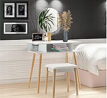 Туалетний косметичний столик із дзеркалом та стільцем, стіл для косметики в спальню жіночий 130х75х45см Польща