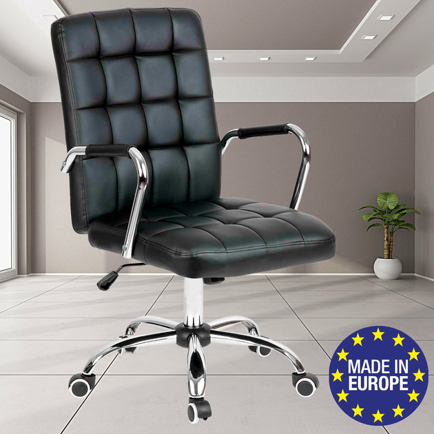 М'яке офісне крісло із еко-шкіри, Польща (Чорне), фото 1