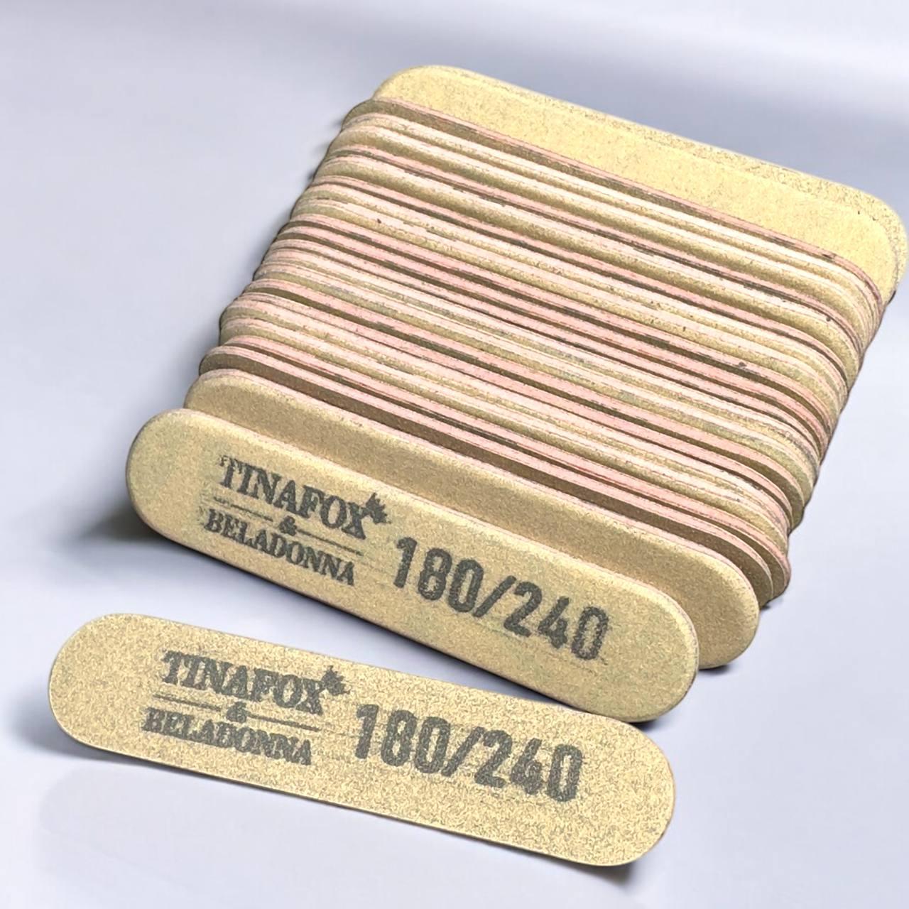 Міні пилочки овальні 180/240 грит 25 шт для нігтів TINAFOX