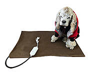 Килимок з підігрівом 50 см х 70 см для собак і кішок у чохлі Коричневий