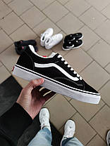 Чоловічі зимові низькі кеди Vans Old Skool Black White Winter Fur Ванс чорно білі замша на білому хутрі, фото 4