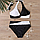 Жіночий роздільний купальник чорно-білий із зав'язками на шиї., фото 5