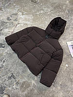 Оверсайз куртка зимова Blaid коричнева унісекс пуховик жіночий чоловічий шоколадного кольору теплий на зиму