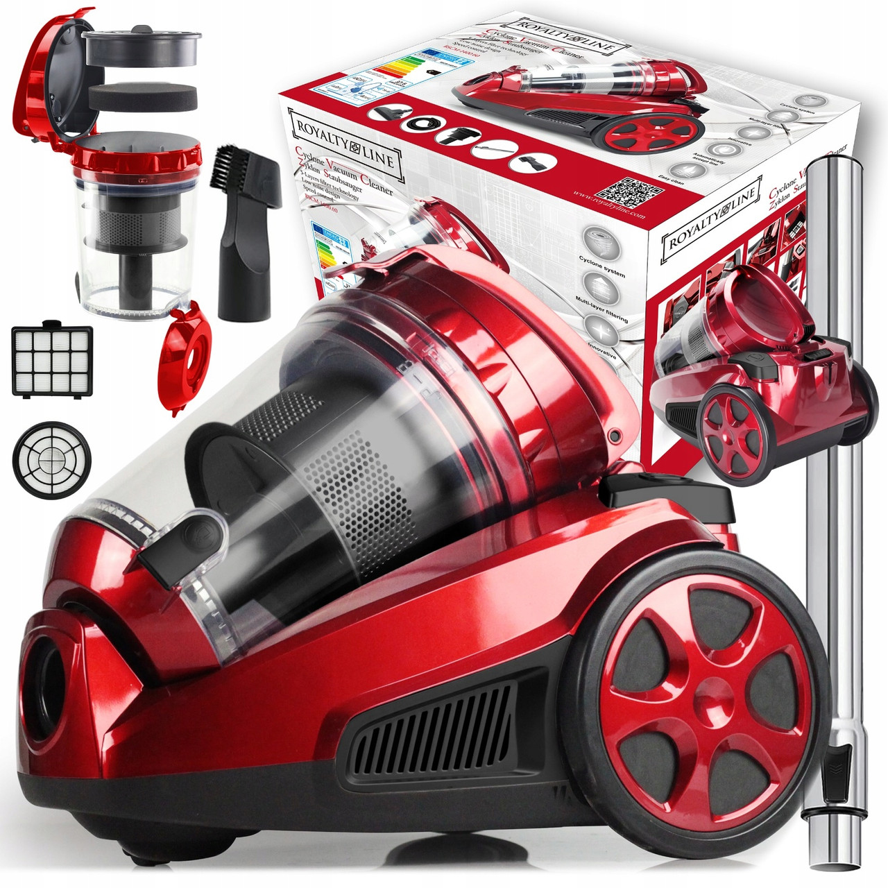 Пилосос безмішковий Royalty Line RL-BSCM1400.6 — циклонна система, 1400 Вт, контейнер 3 л