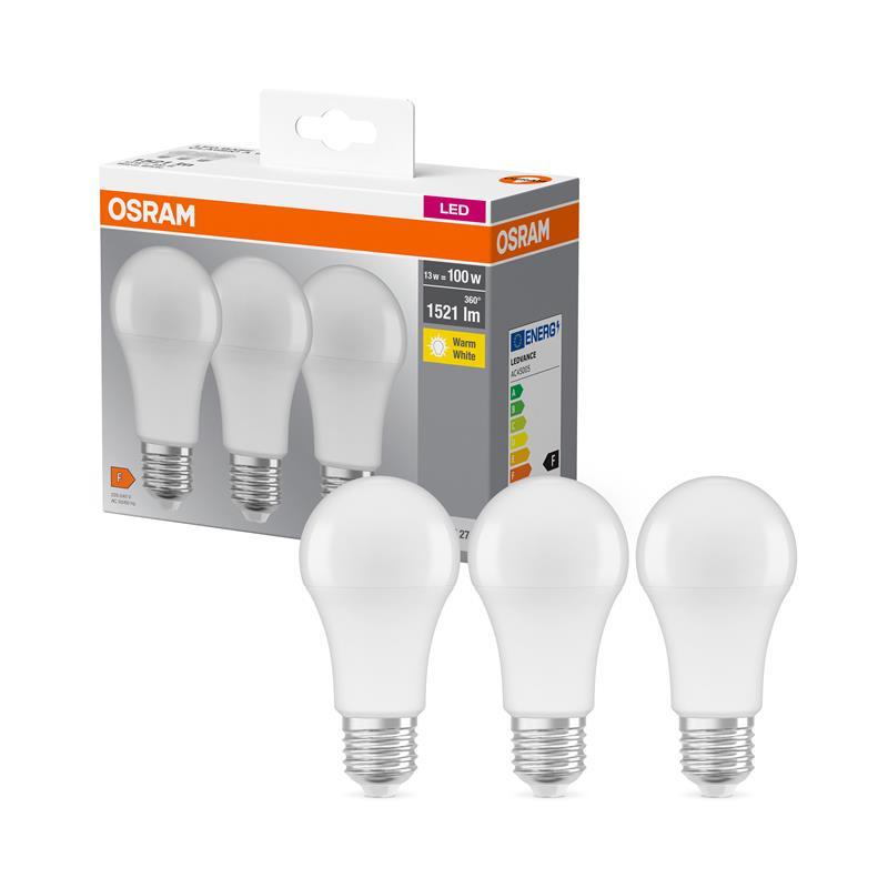 Світлодіодна лампочка led OSRAM LED E27 13 Вт 2700К 3 шт. N