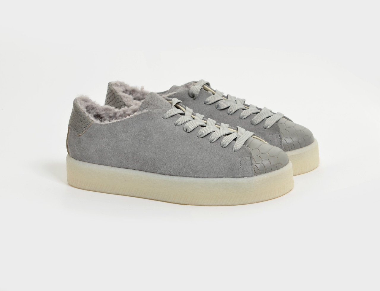 Зимові жіночі кеди на хутрі тедді 800-LGR-38, фото 1