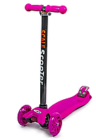 Дитячий скутер MAXI. Рожевий колір. Усі колеса світяться