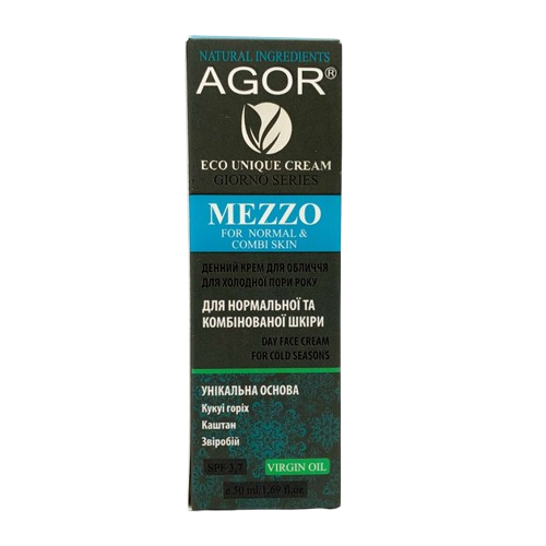 Крем денний для нормальної та комбінованої шкіри MEZZO, 50 мл, AGOR (зимова серія)