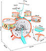 Дитяча музична установка дівчинці 3 барабани тарілка палички стільчик Ігрова зона для веселої творчості, фото 4