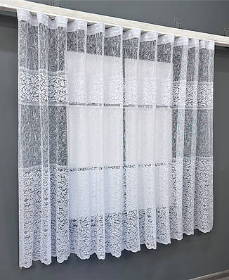 Тюль жакард Арка на кухню, колір білий 1527т