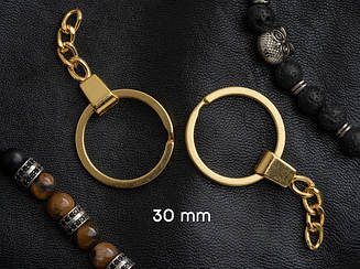 Пласке кільце з ланцюжком. Колір "золото". 30мм.