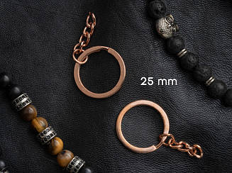 Плоске кільце з ланцюжком. Колір червоне золото. 25мм