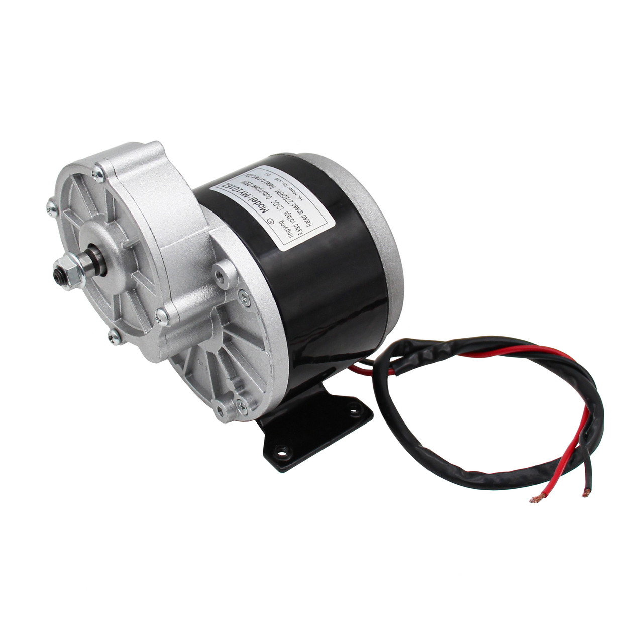 Електричний колекторний двигун MY1016Z 24V 350W з редуктором, з ніжками, короткий вал