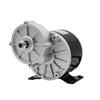 Електричний колекторний двигун MY1016Z 24V 350W з редуктором, з ніжками, короткий вал, фото 2