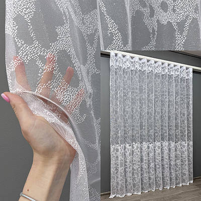 Уцінка! Тюль (6х2,25м.) жакард "Преміум". Колір білий. Код 1529т 49-183