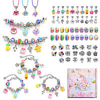 Дитячий набір для створення браслетів та підвісок з кольоровими фігурками 66 деталей Різнобарвний