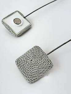 Магніти для штор та тюлі "Квадрат", колір: світло-сірий