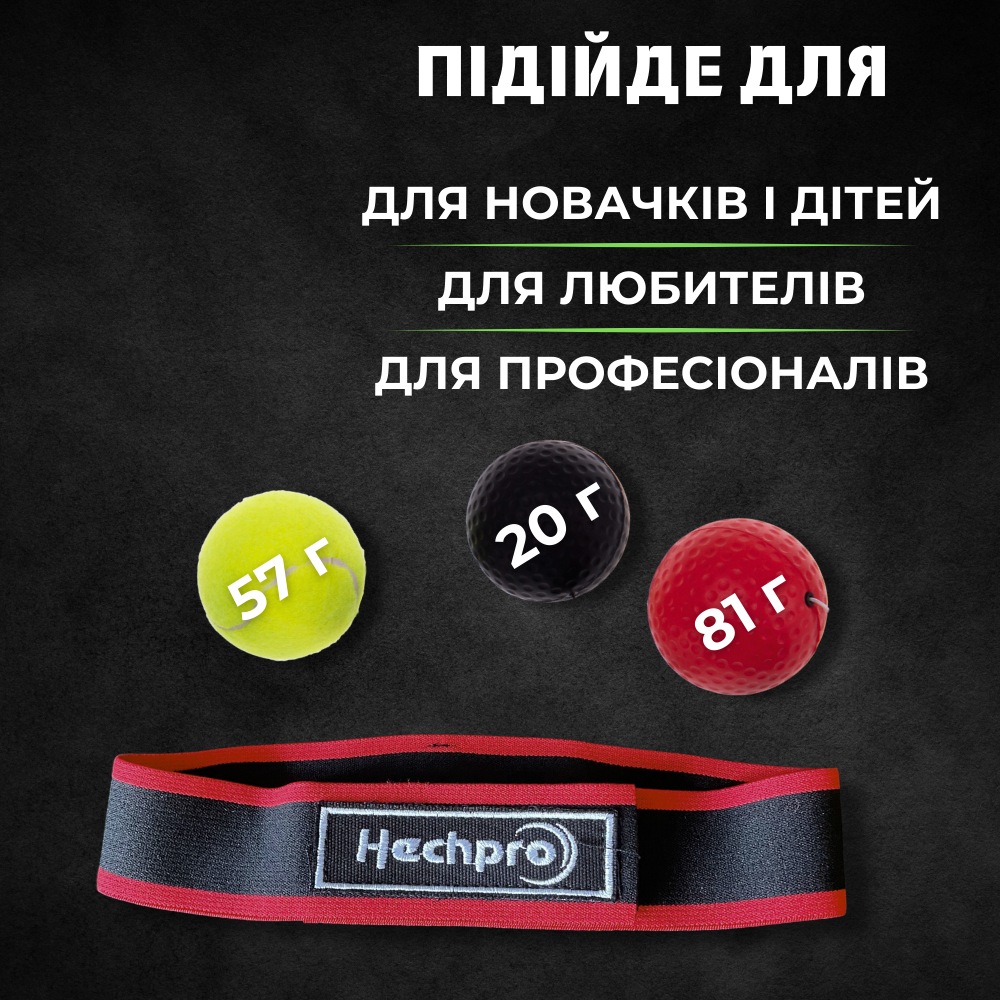 М'ячики для боксу для дітей, боксерський тренажер пов'язка з тенісним м'ячем Hechpro HP285