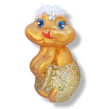 Новорічні іграшки символ 2025 року Змія 30 см золото