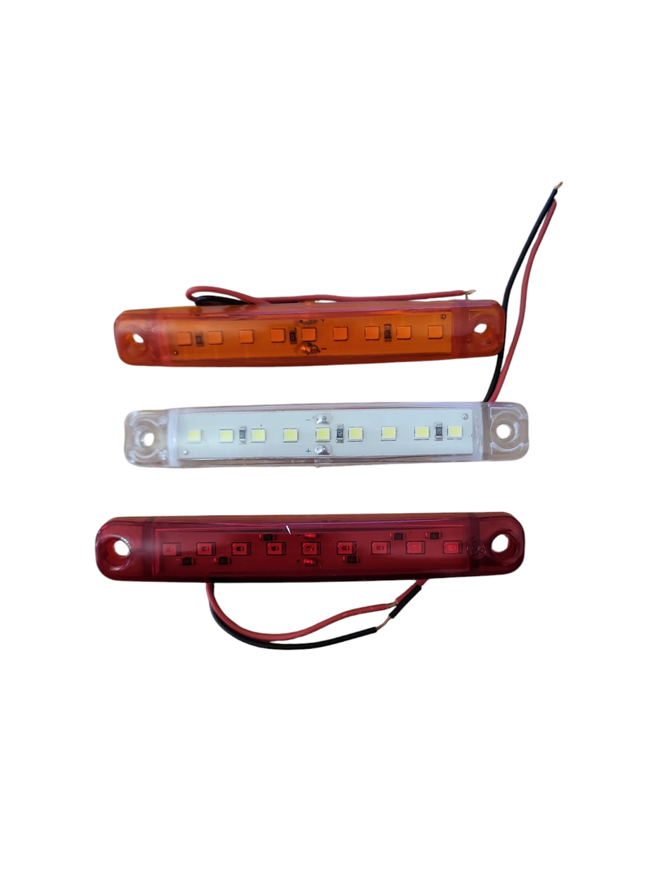 Габаритні вогні для вантажівок Смужка 9 діодів 12-24V, Ліхтар габаритний причіп, габарити 10х1,6 см