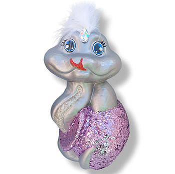 Новорічні іграшки символ 2025 року Змія 30 см фліолет