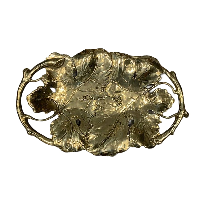 Піднос овальний "Виноградний лист" з латуні 38х25 см. Stilars Італія 562