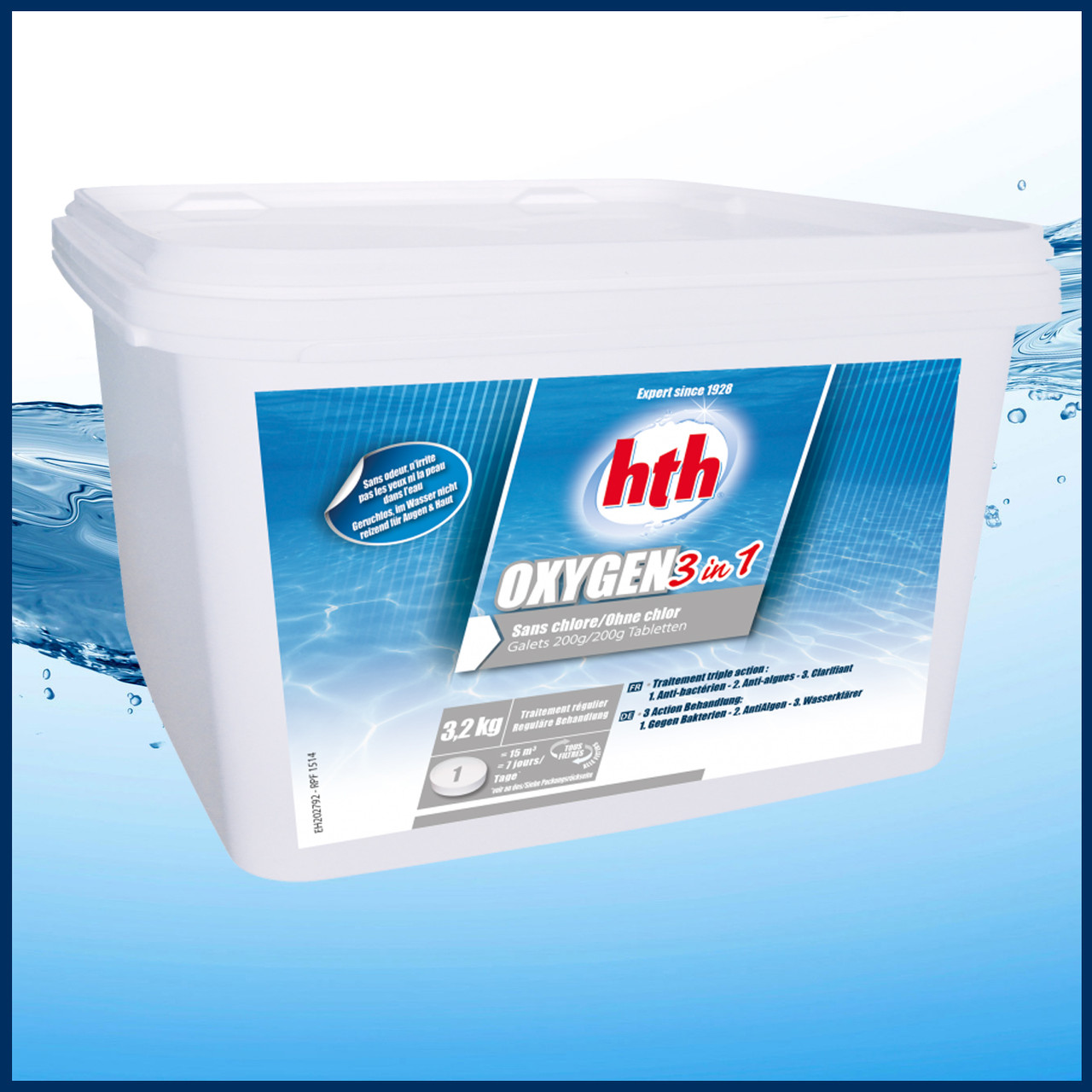 HTH 3-в-1, Кисень у таблетках по 200 гр (відро 3,2 кг), фото 1