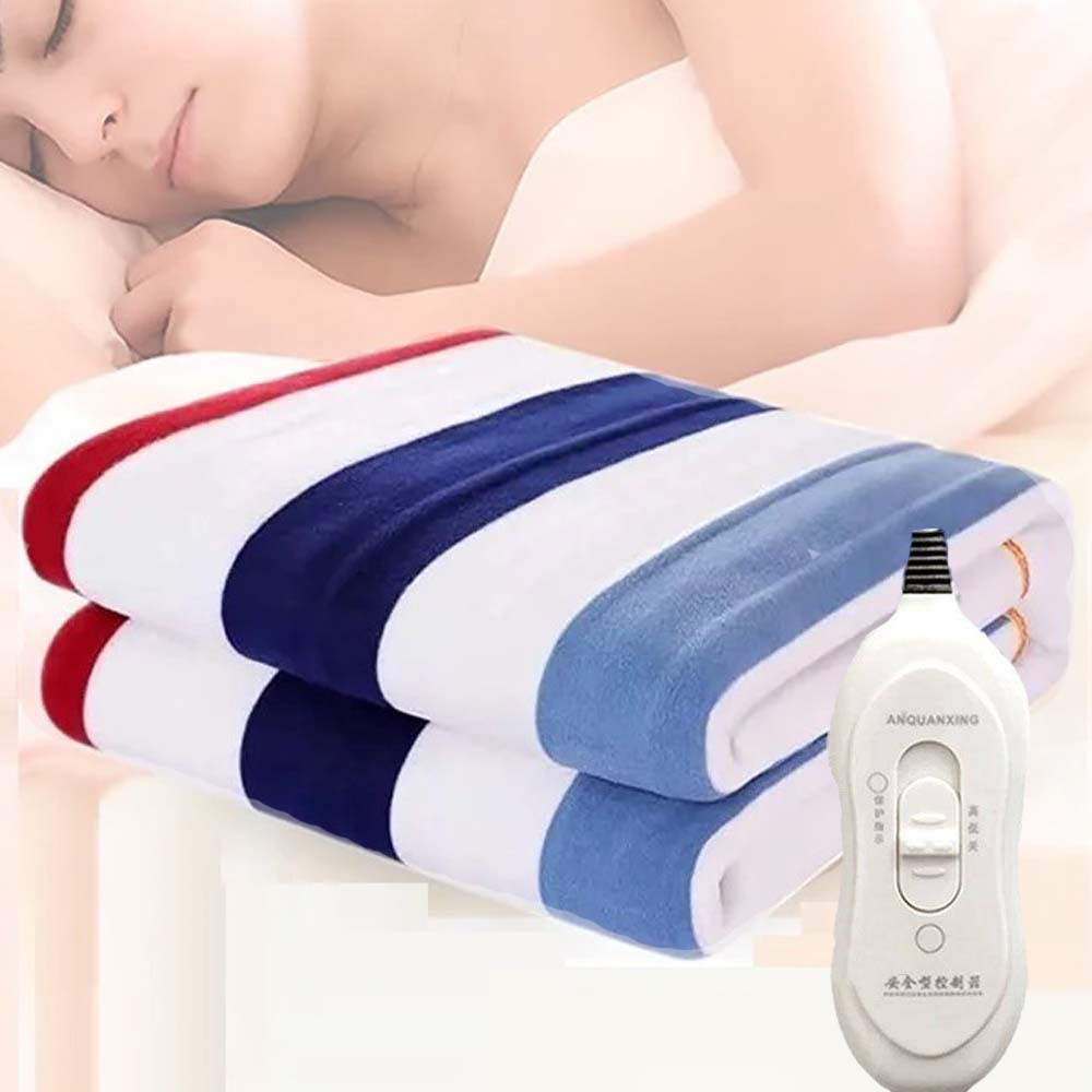 Електропростирадло односпальне YASAM 150x120 см, Різнобарвна смужка / М'яке електропростирадло з підігрівом, фото 1