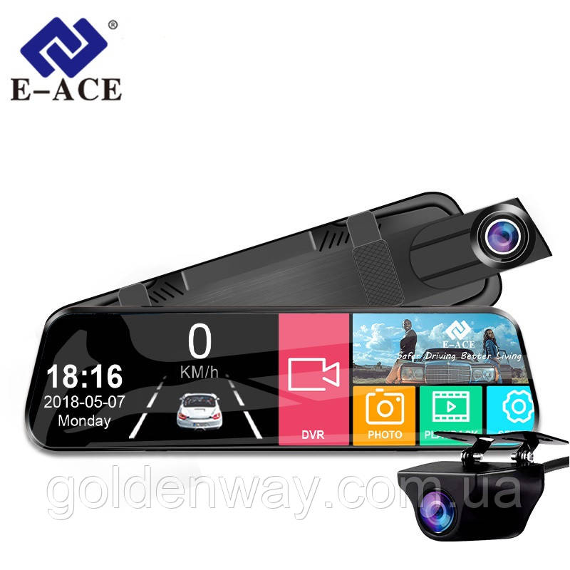 Дзеркало з відеореєстратором E-ACE A20P з екраном 10 дюймів 1080P FULL HD + задня камера паркування 1080P