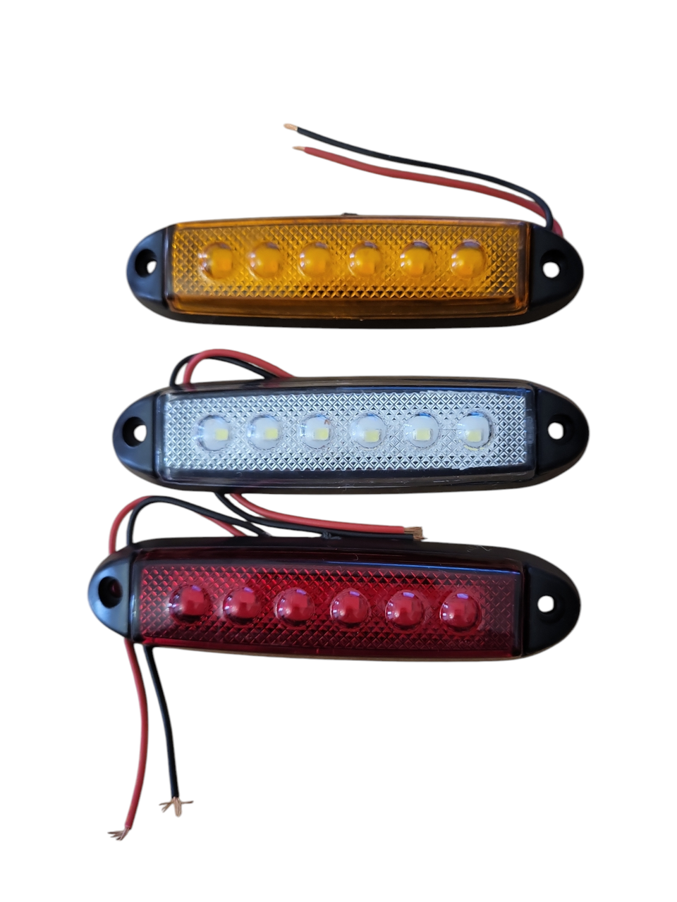 Габаритні вогні для вантажівок Смужка 6 діодів 12-24V, Ліхтар габаритний причіп, габарити 9,8х2,3см NR-0151, 1 шт