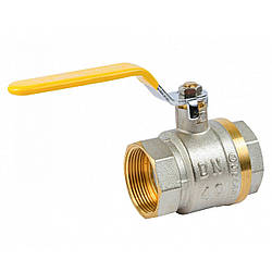 Кран кульовий Valve J.G. 1 1/2'' внутрішнє внутрішнє різьблення жовта ручка латунь 59