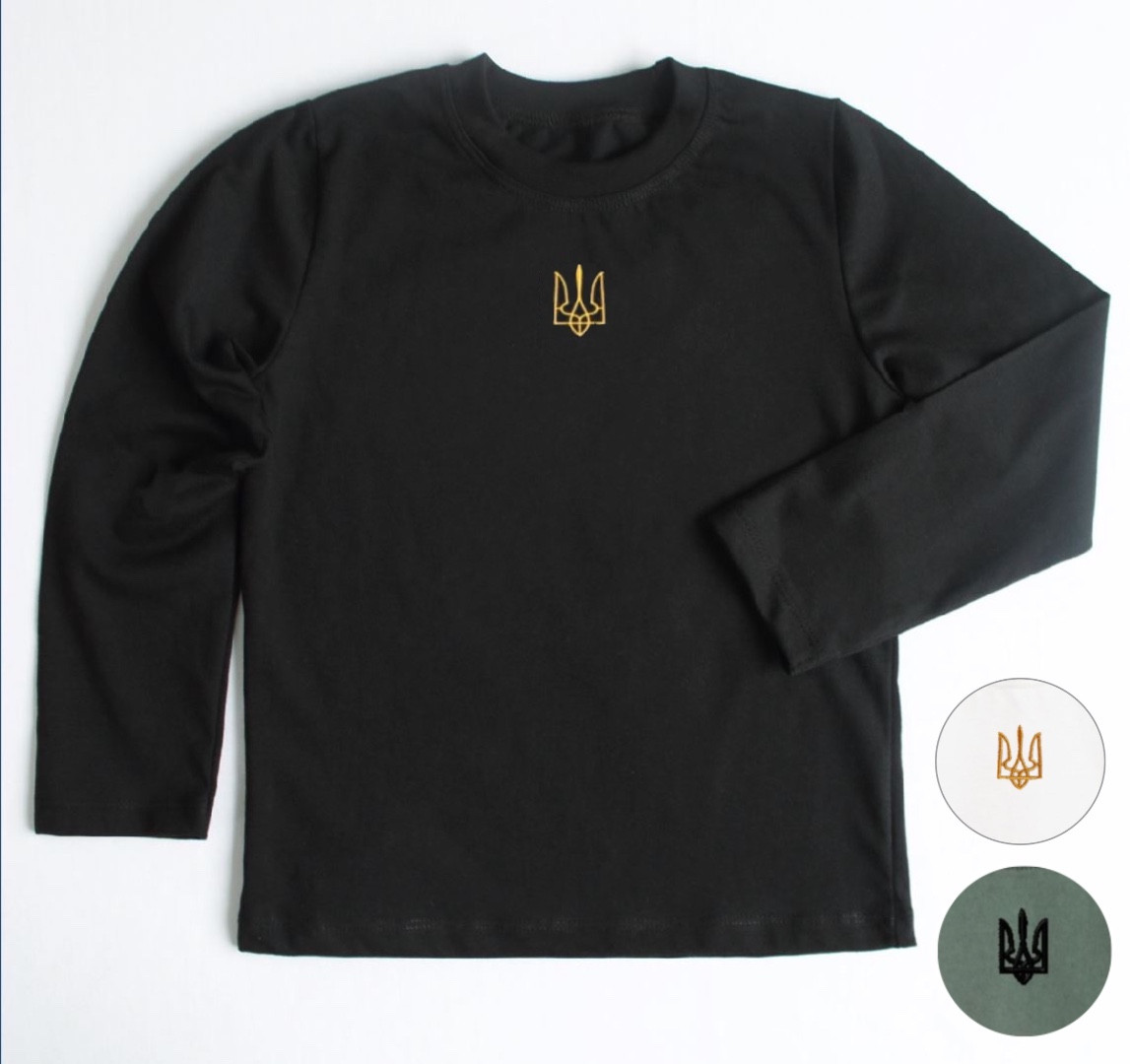 Дитячий патріотичний лонгслів з тризубом, кулір