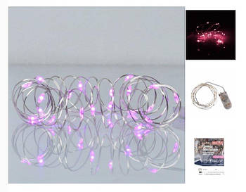 Електрогірлянда Yes! Fun Нитка на мідному дроті 20 LED рожева, 2 м статич батарейка 975024 G-Rich