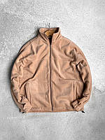 Бежева флісова кофта чоловіча Фліска чоловіча на змійці Бомбер чоловічий флісовий теплий