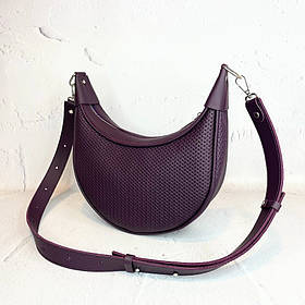 Сумка жіноча "Селена" натуральна шкіра , фіолетова (баклажан) з тисненням під рептилію