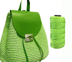 Пряжа нитка для в'язання капелюха, сумок, взуття Ice Silk Крижаний шовк №16 колір салатовий товщина 1,5 мм 100 гр