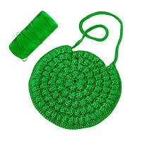 Пряжа нитка для в'язання капелюха, сумок, взуття Ice Silk Крижаний шовк №17 колір зелений товщина 1,5 мм 100 гр