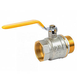 Кран кульовий Valve J.G. 1 1/2'' зовнішнє внутрішнє різьблення жовта ручка латунь 59