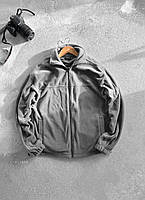 Сіра флісова кофта чоловіча Фліска чоловіча на змійці Бомбер чоловічий флісовий теплий