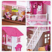 Двоповерховий іграшковий розкладний будиночок для ляльок Щаслива сім'я меблі предмети інтер'єру аксесуари світло, фото 6