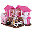 Двоповерховий іграшковий розкладний будиночок для ляльок Щаслива сім'я меблі предмети інтер'єру аксесуари світло, фото 4