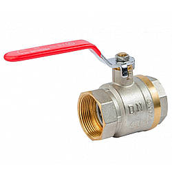 Кран кульовий Valve J.G. 1 1/2'' внутрішнє внутрішнє різьблення червона ручка латунь 59