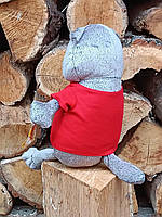 М'яка іграшка Сонечко «Котик Басик» сірий (30 см) у червоній футболці M47440-4, фото 4