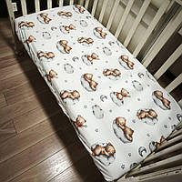 Наматрацник дитячий непромокальний 120*60 см на гумці по периметру аква-стоп BST білий з коричневим