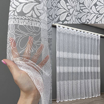 Тюль (3х2,7м.) жаккард "Преміум". Колір білий. Код 1530т 42-0348