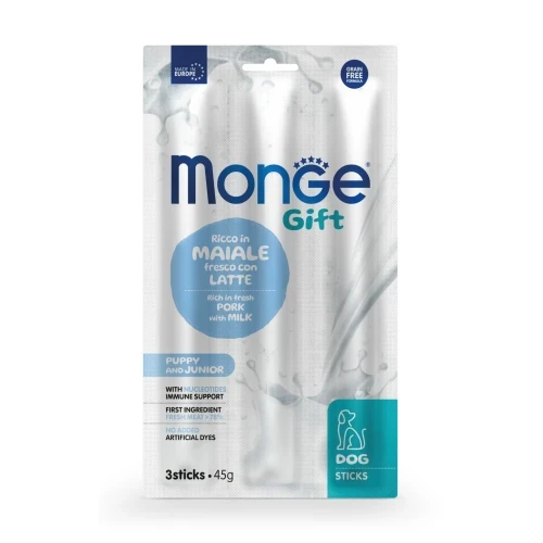 Ласощі для цуценят Monge (Монж) Gift Dog Puppy and Junior свинина з молоком 45 гр 28 шт