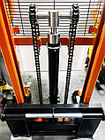 Штабелер гідравлічний 1000кг, підйом-1,6м, довжина вил 1,15м,ширина 330-740мм/палета 1200*1000, фото 3