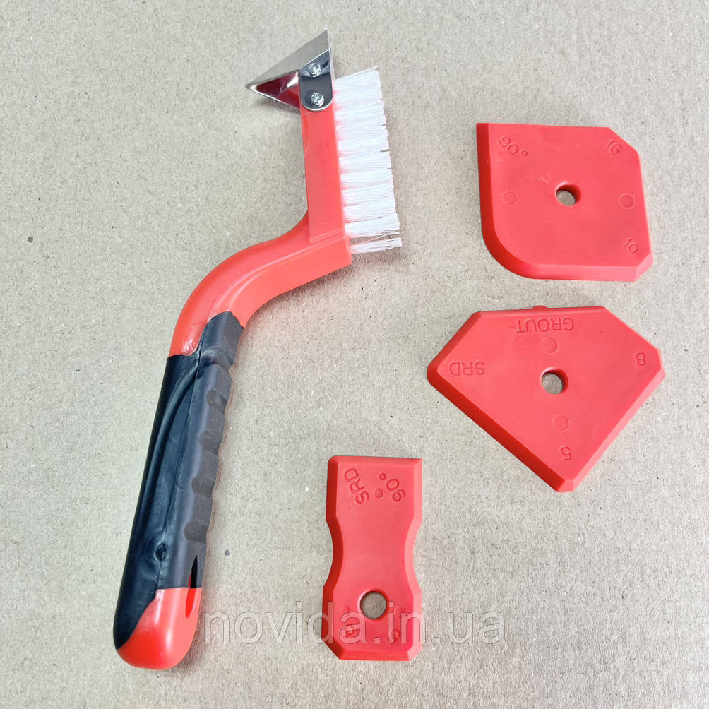 Шпатель для силікону та щітка пр-во YATO (металевий скребок, набір 4 од.) YT-52621, фото 1