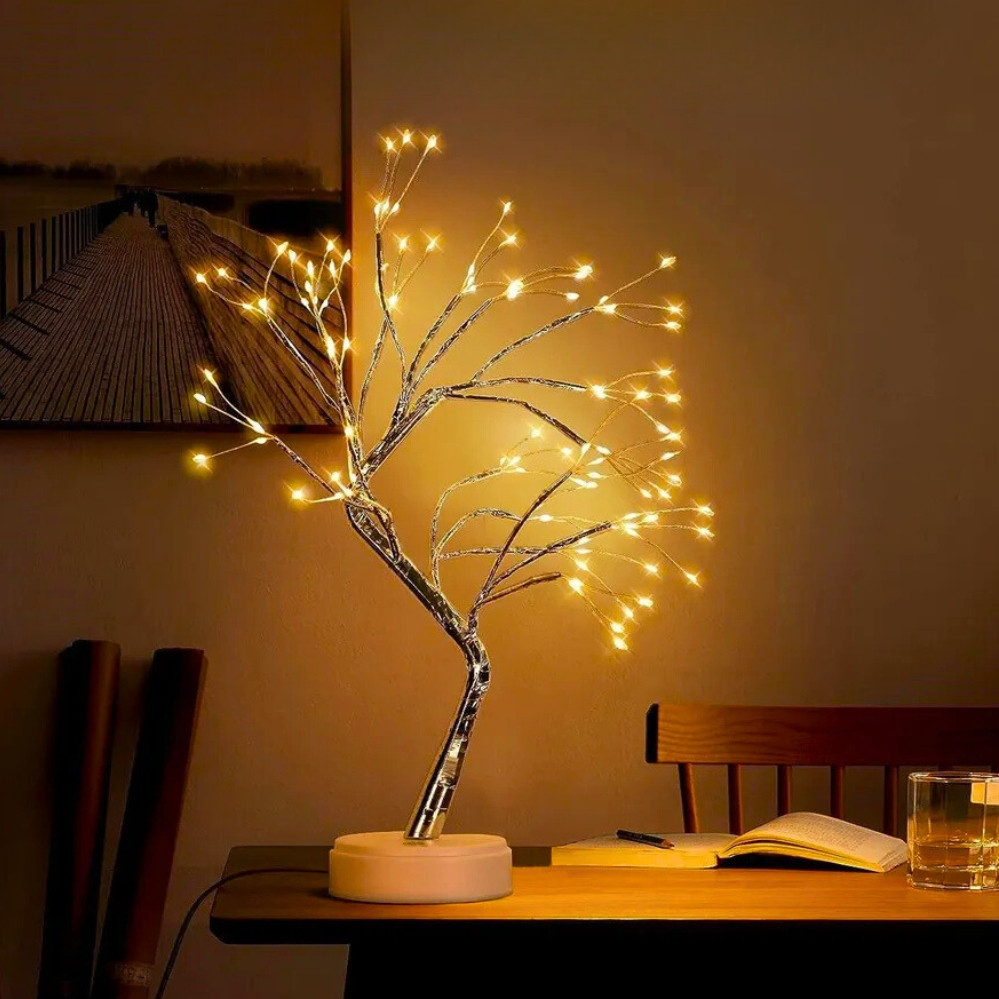 Настільний світильник дерево Нічник світлодіодний декоративний з теплим світлом від USB, фото 1