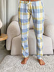 Жіночі штани COSY з фланелі клітина жовто/сірий